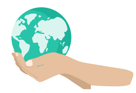 Illustration of two hands holding a globe
